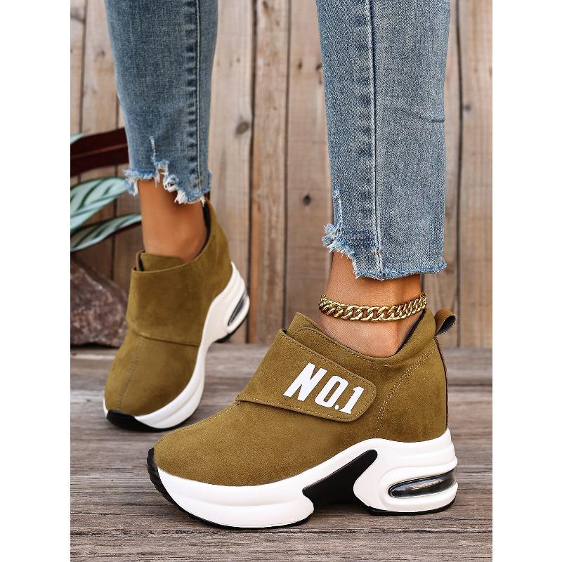 Alphabet Plus Size Wedge Sneakers 2025 Fall New Velcro Platform Casual Shoes