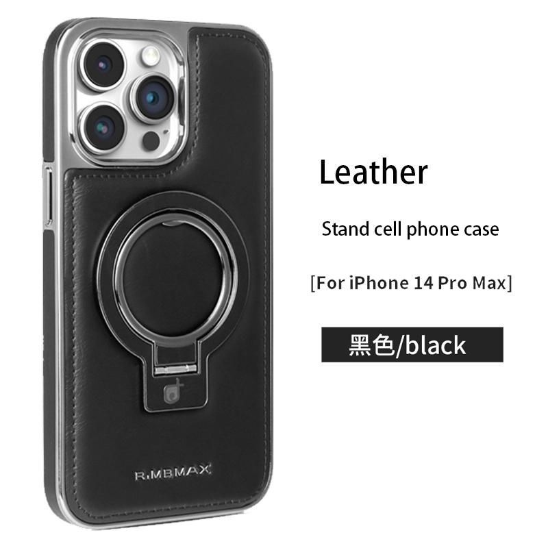 מארז טלפון יוקרתי מעור PU עם מעמד Magsafe לאייפון 16 15 14 13 12 11 Pro Max Plus כיסוי עמיד בפני זעזועים לטעינה אלחוטית מגנטית