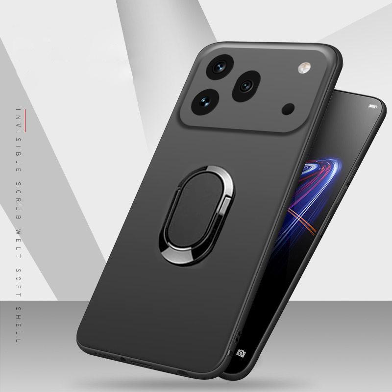 For Honor 600 Pro Case Finger Metal Ring Kickstand Phone Case Car Holder Matte Soft Silicone Housing for Honor 600 Pro Phone Casing