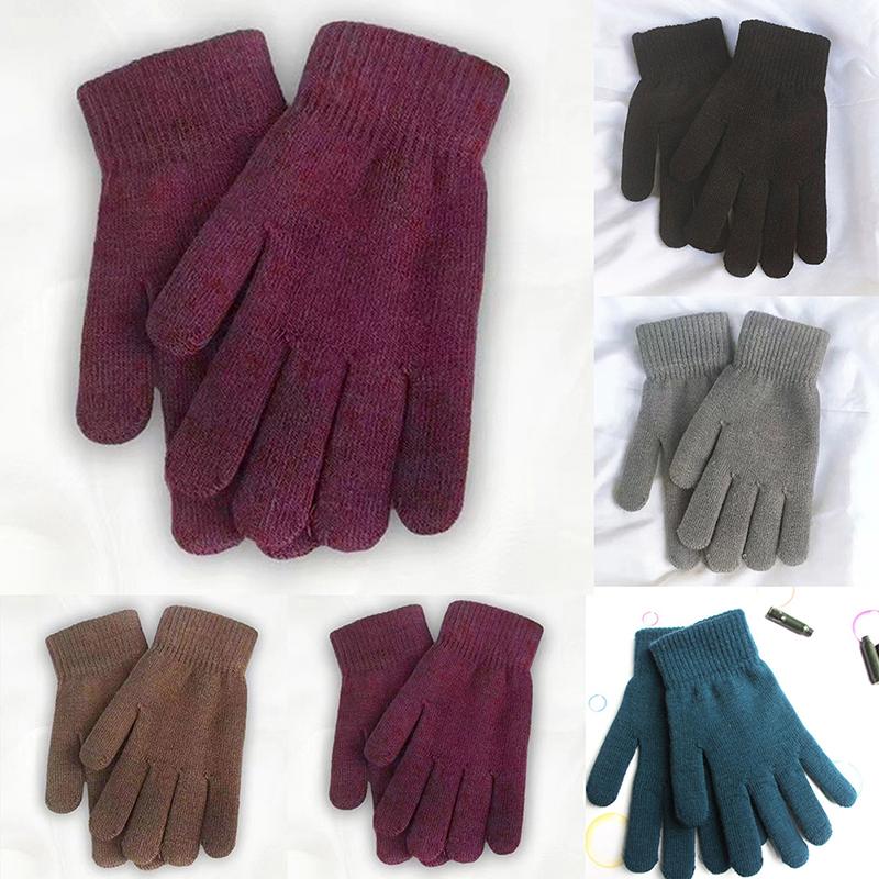 2025 Elastic Full Finger Gloves Fashion Women Men Winter Warm Knitted Woolen Outdoor Gloves Warm Thick Cycling Driving Mittens
