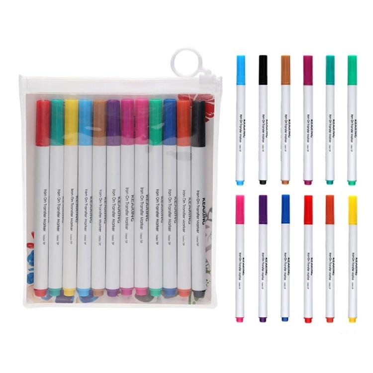 

12Pcs Fabric Heat Transfer Markers 12 Color Iron On Transfer for Clothing Painting, Tshirt, Canvas Bag, Shoe, Hat