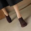 Retro round Toe High Heel Ankle Boots Women's Spring Autumn Frosted Leather Deep Mouth Single Shoes Comfortable Flat Heels