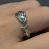 Niche Simple Fish Shaped Ring Distressed Gold Vintage Adjustable Ring Silver Alloy Retro Open Ring Unisex