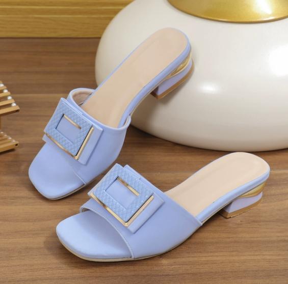Fashion Fashion Women High Heel Slippers Summer Slip On Elegant Low Heel Shoes for Wedding Party Comfortable Non-slip Women's Slippers