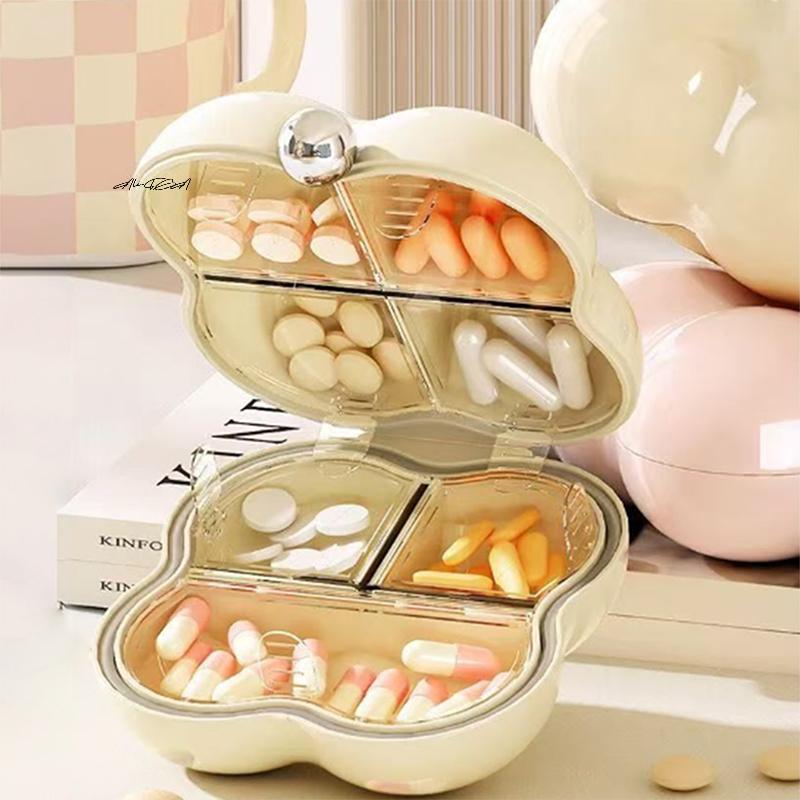 Flower-Shaped 7-Day Portable Pill Organizer Compact Medication Divider Daily Use with Individual Compartments
