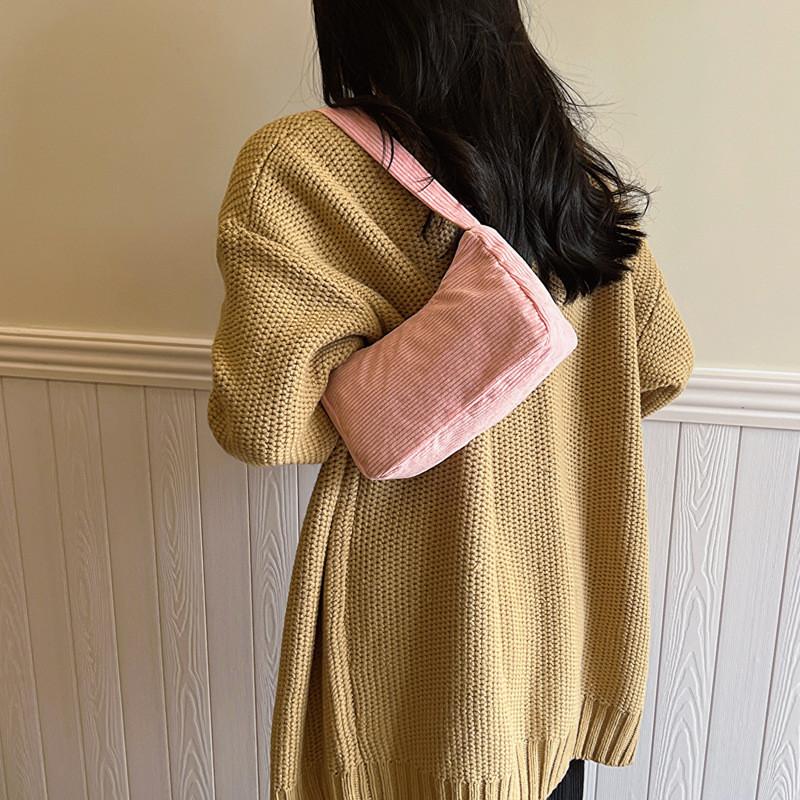 Chic Minimalist Spring 2024 Corduroy Handheld Women's Bag Stylish Small Square Purse