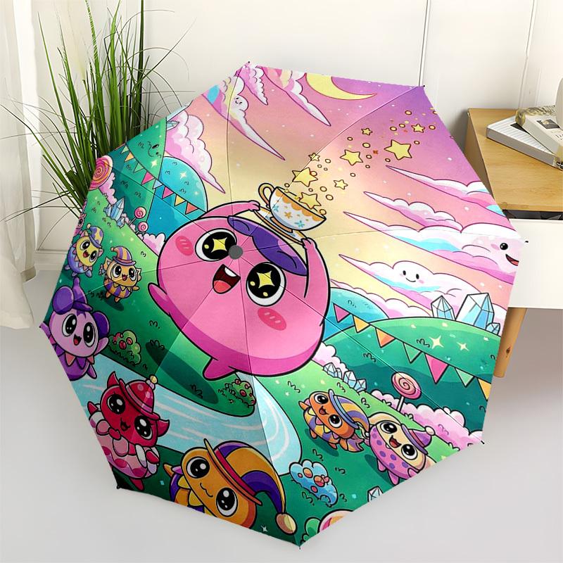 

1pc Outdoor Umbrella with Cute Characters - Automatic Opening/Closing, Portable 3-Fold Design, 8-Bone Iron Frame - Perfect for Fans, Travelers, D