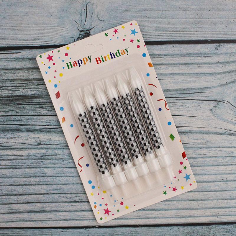 Ins Wind Black Square Pattern Printed Cake Candle Birthday Party White Square Black Square Printed Candle