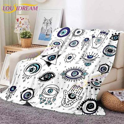 Manta de mal de ojo turco Nazar manta de arte espiritual Vintage de mediados de siglo manta de franela sofá silla manta de viaje