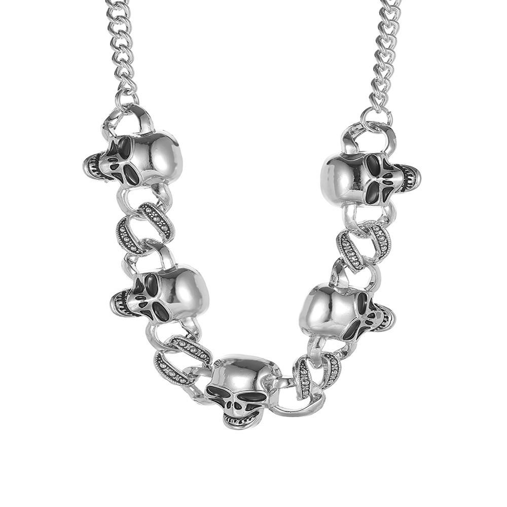 Stylish Silver Skull Pendant Necklace For Women Creative Fashionable Streetwear Accessory