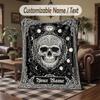 Ethereal Skull Horoscope Theme Throw Blanket Custom Name Text Personalized Blanket Soft Cozy Blanket for Home Sofa Bed