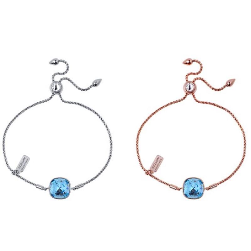 Fittare Cushion Cut Slide 12mm Blauwe Dames Armband Ketting