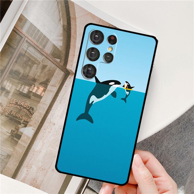 Orcas Killer Whales Case For Samsung Galaxy S23 S22 S21 Ultra Note 20 S8 S9 S10 Note 10 Plus S20 FE Back Cover