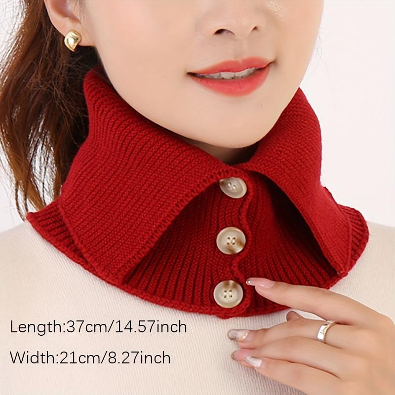 Women's Faux Collar Scarf Elegant Button-Down Neck Warmer Soft Stretchy Solid Color Winter Accessory for Outdoor & Casual Scarf