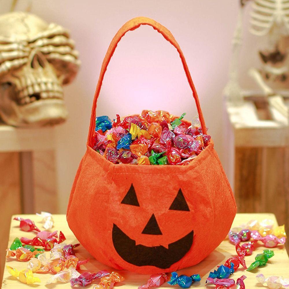 Gifts Pouch Halloween Wool Felt Bag Non-woven Pumpkin Candy Bucket Creative   Party
