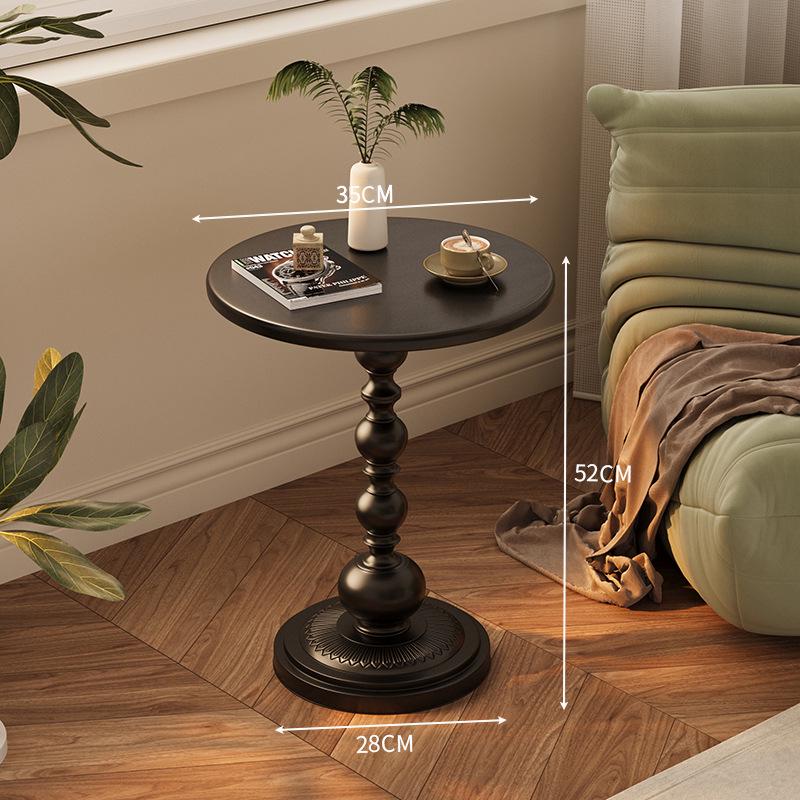 French Creative Black Bedside Table with Storage