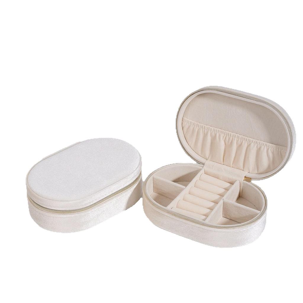 Oval sammetsförvaringslåda för smycken - Bärbar presentförpackning för ringar och halsband