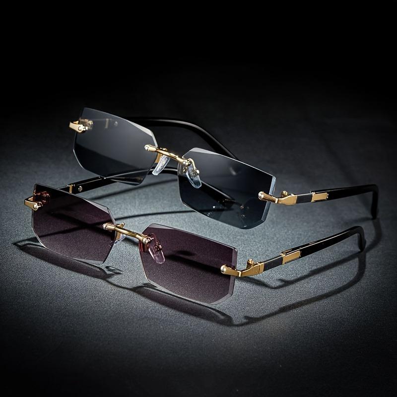 

2 шт. Модные очки без оправы, трендовые очки с обрезанным краем для вождения, путешествий, пляжа, для деловых мужчин