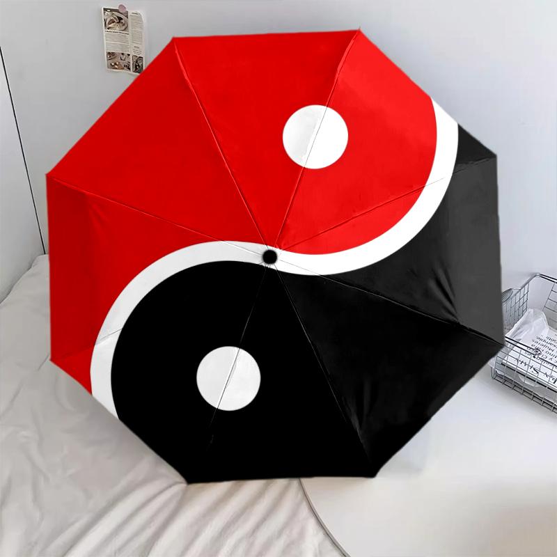 1 st Automatiskt Fällbart Paraply - Yin Yang Svart och Vitt Mönster, Bärbar & Hopfällbar Design med 8 Revben, Julklappar Födelsedagspresenter