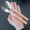 1/2Pcs Stainless Steel Folding Fork Spoon with Wooden Handle Portable Outdoor Camping Picnic Hiking Travel Food Grade Collapsible Cutlery