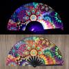1PCS Chinese Kung Fu Fan UV Ink Printing Fluorescent Fan Bamboo Bone Folding Fan For Festival Dance Diso Party