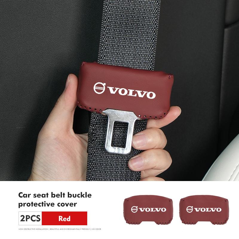 For Volvo 2pcs Leather Car Seat Belt Protective Buckle Anti-Scratch Cover S60 S80 S90 C30 XC40 XC60 XC70 XC90 V40 V60 V90 T6