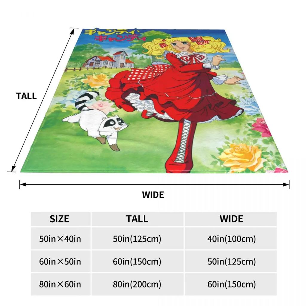 Candy Candy Anime Knitted Blankets Fleece Kawaii Japanese Anime Super Soft Throw Blankets for Bedroom Sofa Bed Rug