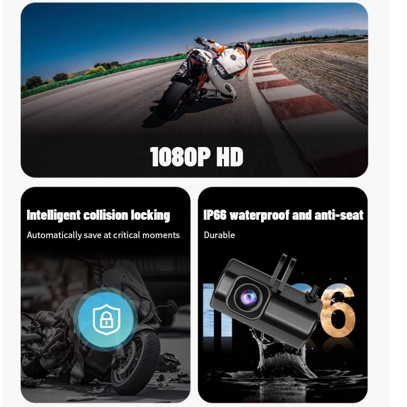 1080P Full HD Motorcycle Dash Cam Built-in WiFi IP66 Waterproof Shockproof Professional Riding Safety Recorder