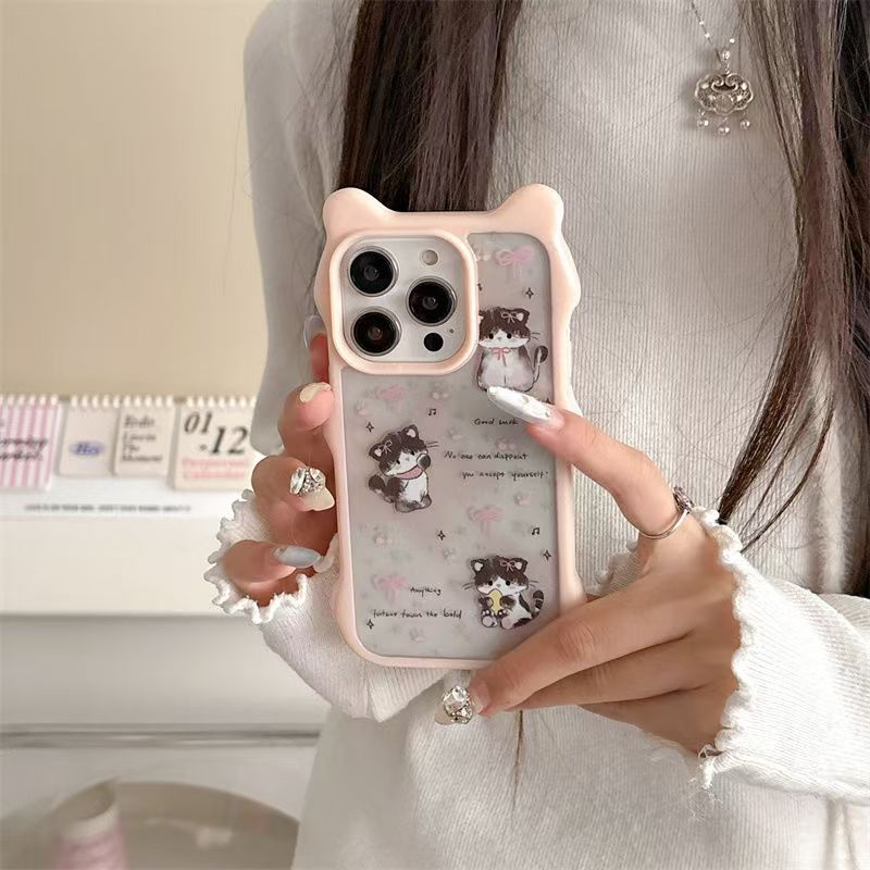 Star Black Cat Pink iPhone15promax Cute Cat Ear Huawei Apple 14pro Phone Case New Model