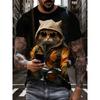 Summer Men's Breathable Outdoor T-shirt Short Sleeve Cartoon Cat Printed Pattern Large Size Loose Men's T-shirt Casual Classic