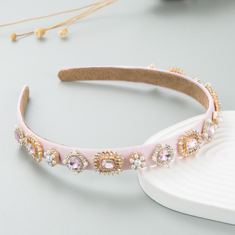 Women's Hairband Baroque Fine Edge Crystal Pearl Headband Premium Retro Hair Ornament