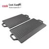 Double Ear Non-stick Cast Iron Griddle Pan - Thickened Rectangular Striped Design for Outdoor Barbecue and Meat Frying