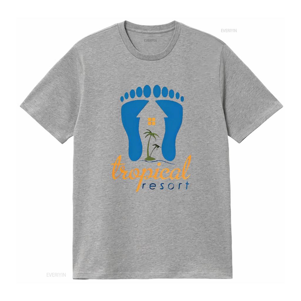 TROPICAL RESORT American Retro Classic Womens T Shirt Black 2X Large vintage Washed Slightly Versatile Top For Everyday Wear