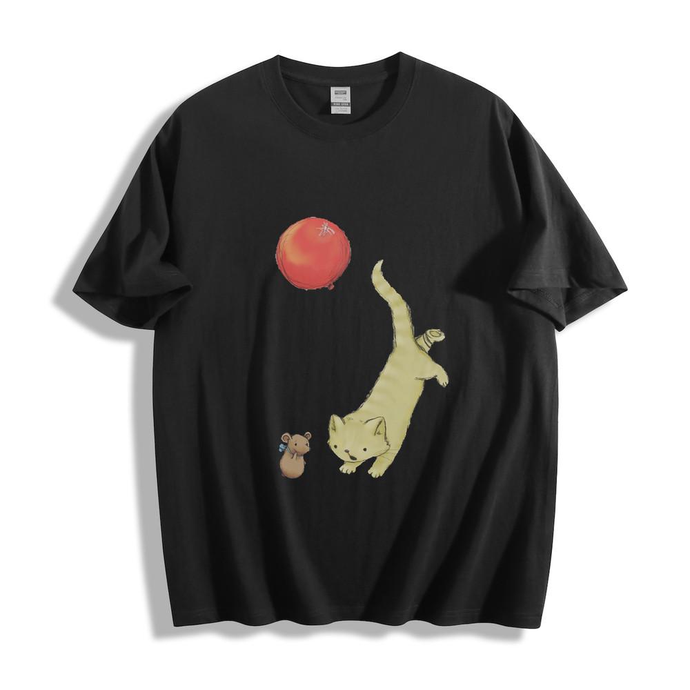 

Cartoon Cat, Mouse and Red Balloon Graphic T-Shirt 3XL