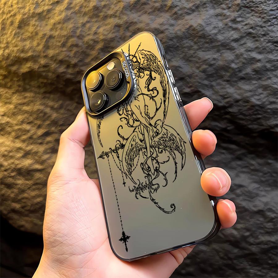 Phone Cover Case for iPhone 17 Pro Max 14 Plus 12 Pro 16 15 13 11 Air Gothic Style Angel Cross