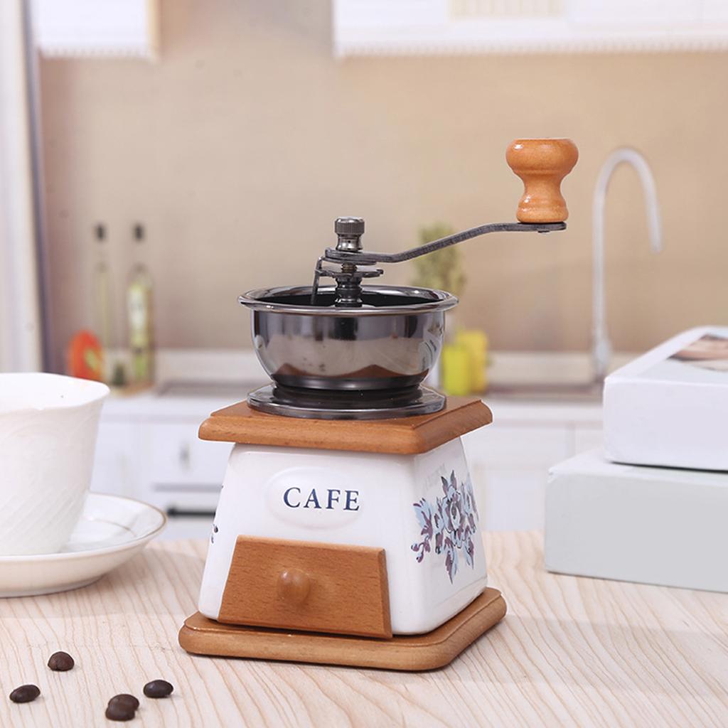 Hölzerne Handkaffeemühle Platzsparend Manuell Miniatur Espressomaschine mit Keramikmahlwerk Kaffeeausrüstung