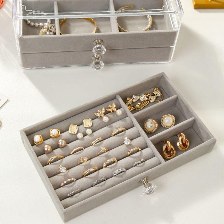 Velvet Multi-layer Jewelry Box for Earrings, Necklaces & Rings - Large Capacity High-end Display Storage