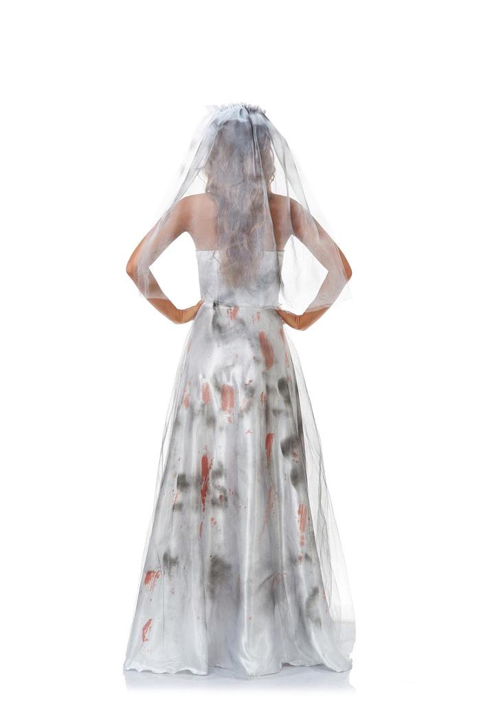 Costume Regina Sposa Fantasma Vampiro Strega: Mantello Trasparente e Abito Lungo