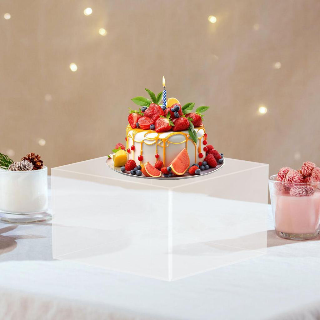 Acrylic Cube Display Box Stand 5 Sided for Parties Cosmetics Cupcake