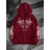 Herren Gothic Bedruckter Kapuzen-Trenchcoat Jacke, Lässiges Reißverschluss-Kapuzensweatshirt mit geometrischem Muster