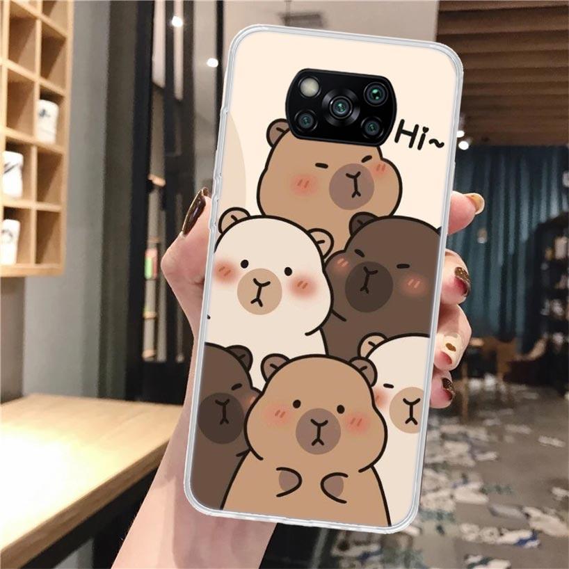 

Funny Capybara Cartoon Animal Silicon Phone Case For Xiaomi Poco X3 Nfc X5 X6 X7 F6 F5 Pro M5S M5 X4 F4 GT M4 M3 F3 F2 F1 Cover Xiaomi Poco X3