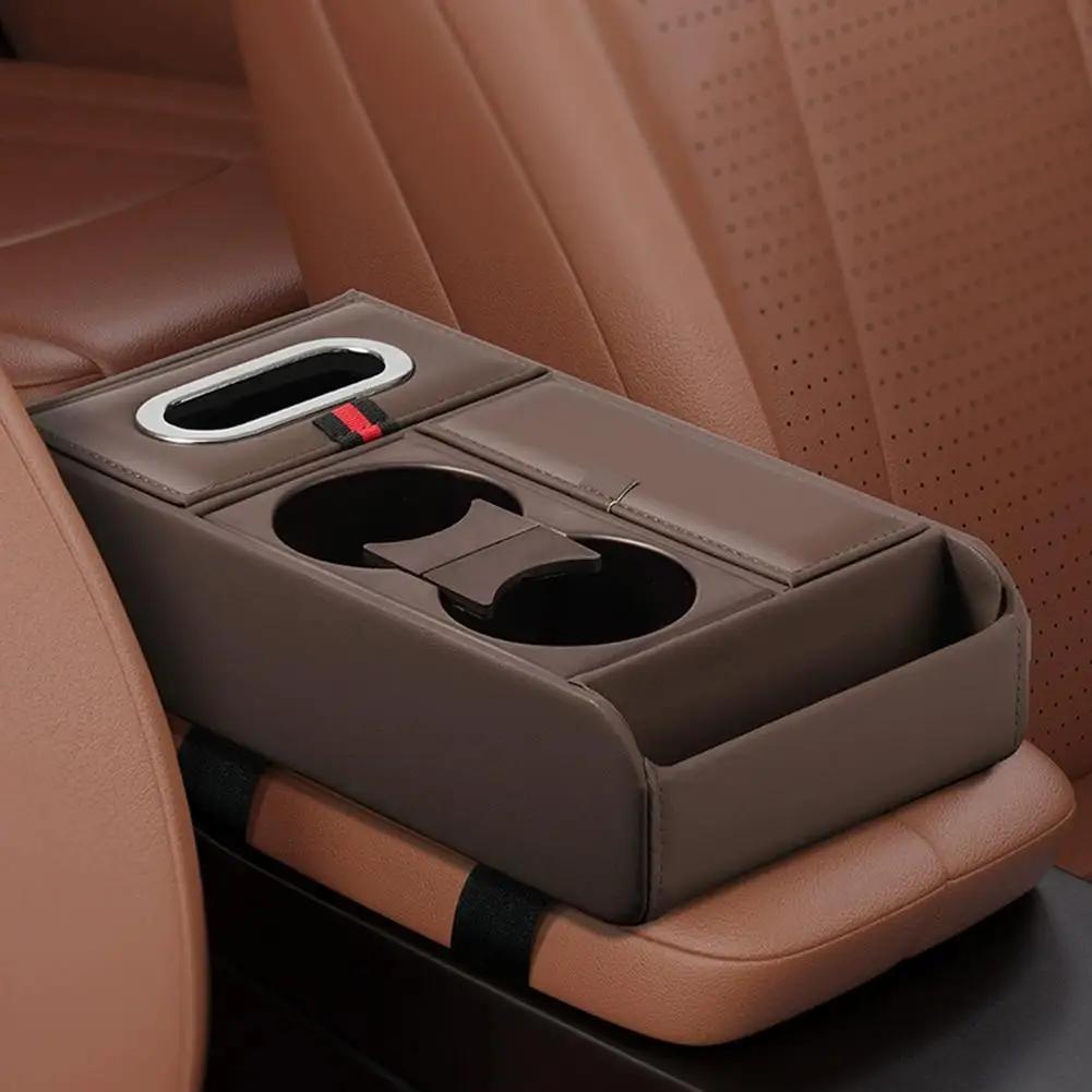 Car Armrest Box Heightening Pad Multifunctional Storage Organizer Vehicle Storage Water Case Holder Box Luxury Cup Tissue J4R3