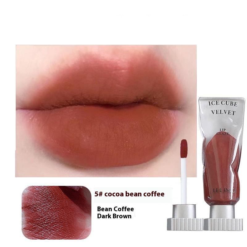 Transparent Pigment Ice Velvet Lip Glaze Matte Lipstick Long-Lasting Pure Color Non-Stick Cup Formula