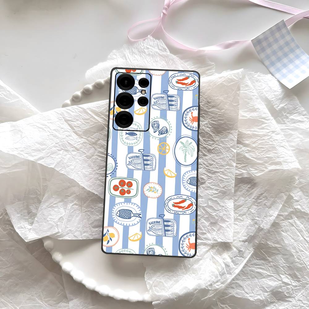 Sardines Phone Case For Samsung S 24 Fe 25 Ultra Plus 20 Lite 21 30 22 23 24 22 Ultra 5G Fundas