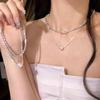 Women's Double-Layered Pearl Necklace: 2024 Hot-Selling Silver Clavicle Fashion Piece