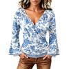 Women's Casual V-Neck Long Sleeve Floral Print Blouse