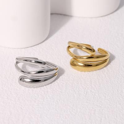 Women Finger Ring Minimalist V-Shaped Geometric Shape Adjustable Fit Open Ring Stainless Steel Texture Stacking Thin Ring Jewelry Gift