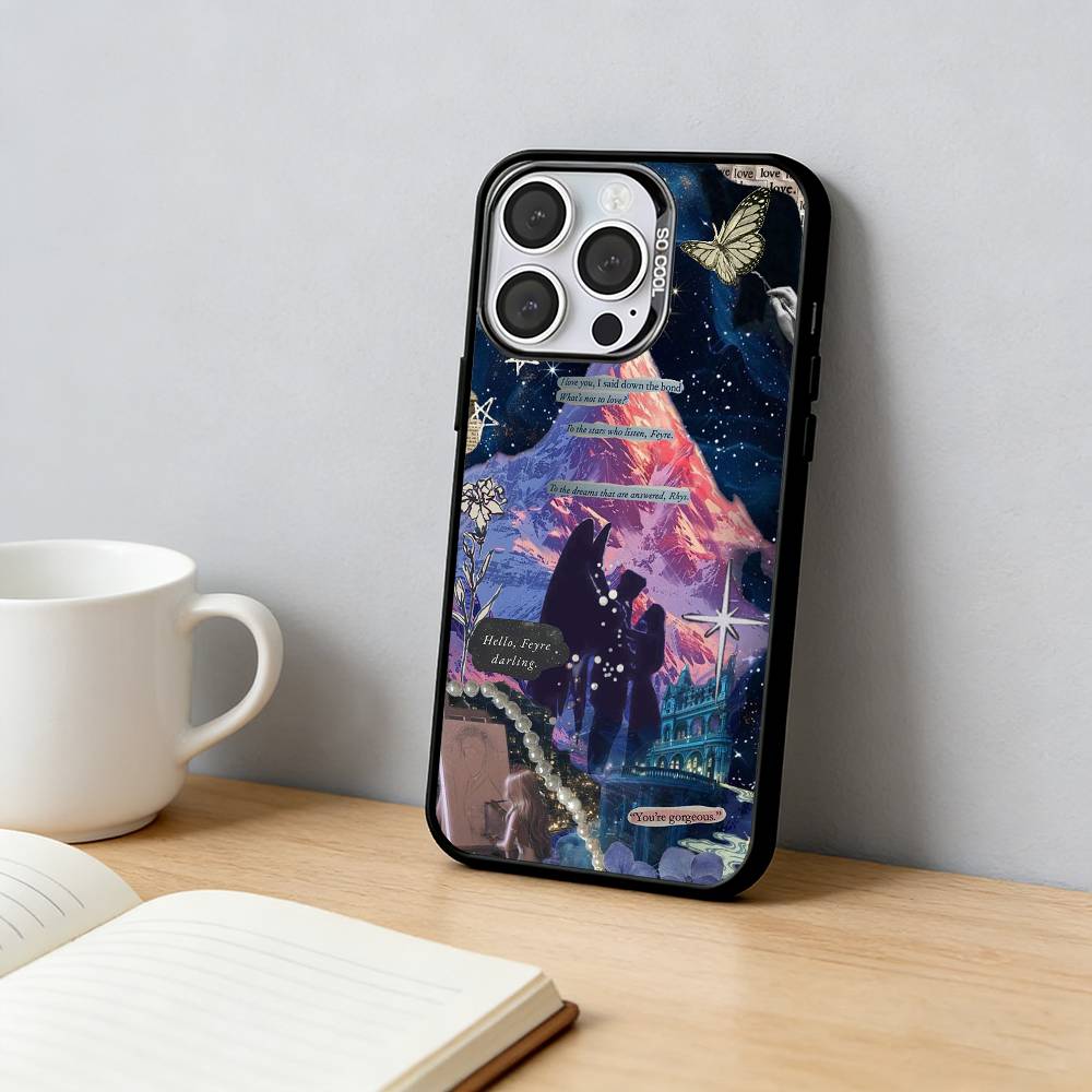 Acotar A Court of Mist and Fury Coque de téléphone Pour iPhone 17,16,15,14,13,12, Plus,Pro Max,XS, Coque de téléphone Argentée Colorée Funda Cover
