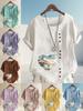 Women's Fashion Heart-shaped Scenery Print Shot Sleeve T-shirt Loose Cotton Shirt Casual Loose Summer Blouse Tops Plus Size