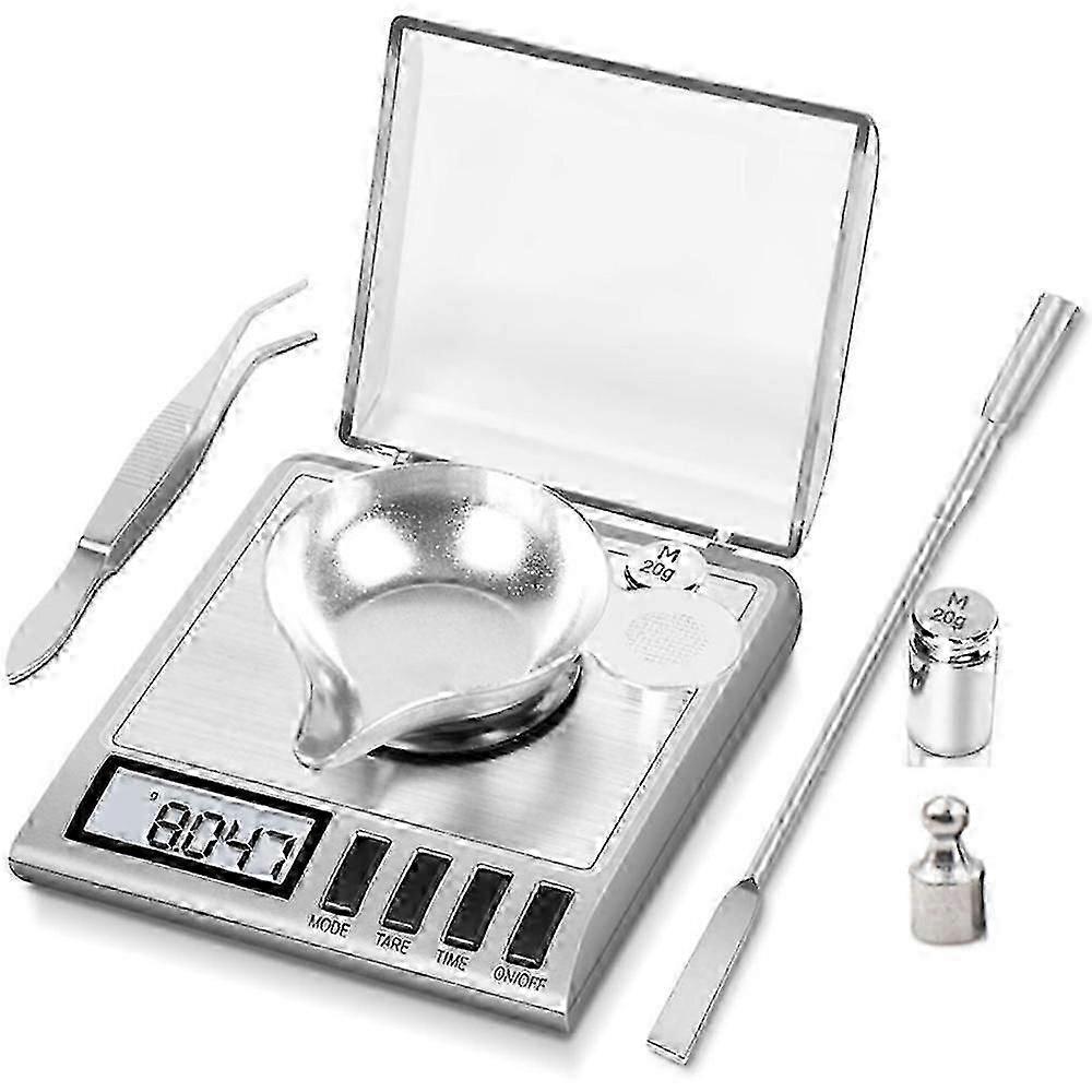 Mini Digital Scale 50g 0.001g High Precision Stainless Steel Jewelry Powder Scale with Calibration Weight